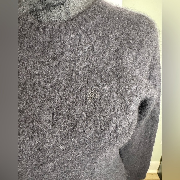 Lilly Pulitzer Black cashmere cable knit soft Sweater palm tree embroidery - Picture 2 of 7